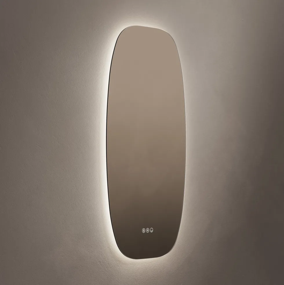 Origins Living Claris Barrel LED Illuminated Mirror with Demister Pad & Colour Change Lights - 500 x 900mm