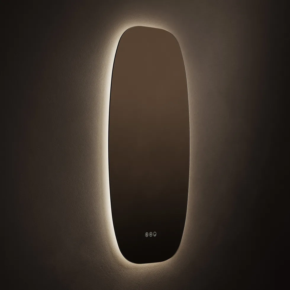Origins Living Claris Barrel LED Illuminated Mirror with Demister Pad & Colour Change Lights - 500 x 900mm