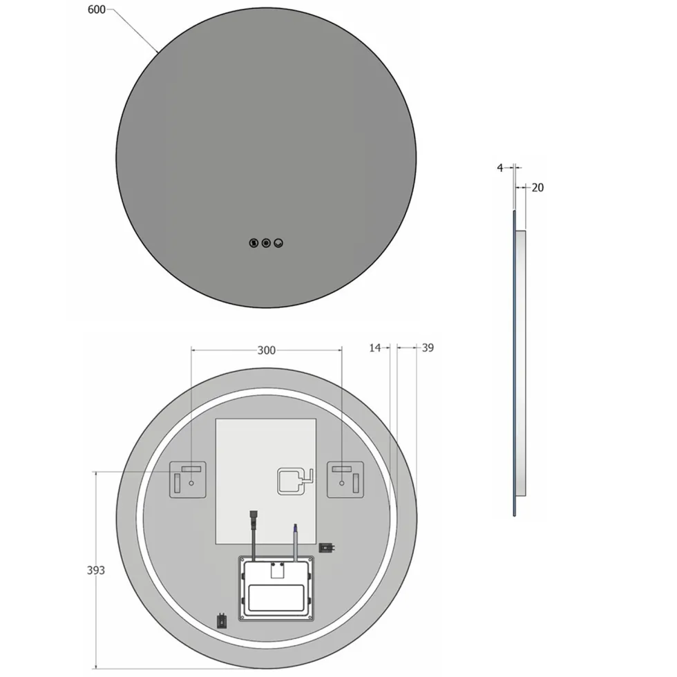 Origins Living Claris Round LED Illuminated Mirror with Demister Pad & Colour Change Lights