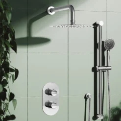 Orla Concealed Shower Valve, Fixed Head & Slide Rail Kit