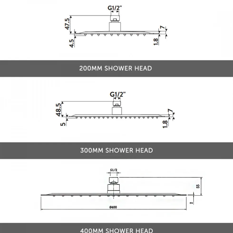 Orla Concealed Shower Valve, Fixed Head & Slide Rail Kit
