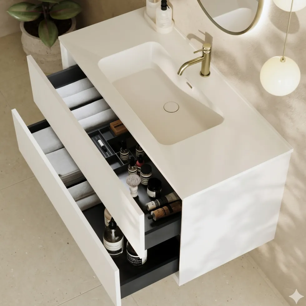 Oslo 1000mm Wall Mounted Vanity Unit & Matt White Basin