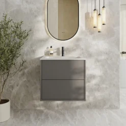 Oslo 600mm Wall Mounted Vanity Unit & Matt White Basin