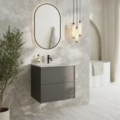 Oslo 600mm Wall Mounted Vanity Unit & Matt White Basin