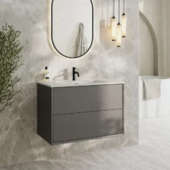 Oslo 800mm Wall Mounted Vanity Unit & Matt White Basin