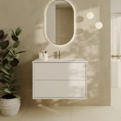 Oslo 800mm Wall Mounted Vanity Unit & Matt White Basin
