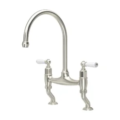 Perrin & Rowe Ionian 2 Hole Bridge Sink Mixer with Porcelain Levers