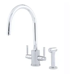 Perrin & Rowe Juliet Twin Lever 'C' Spout Sink Mixer with Rinse