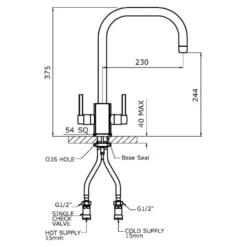Perrin & Rowe Juliet Twin Lever Monobloc Mixer with Swivel 'U' Spout