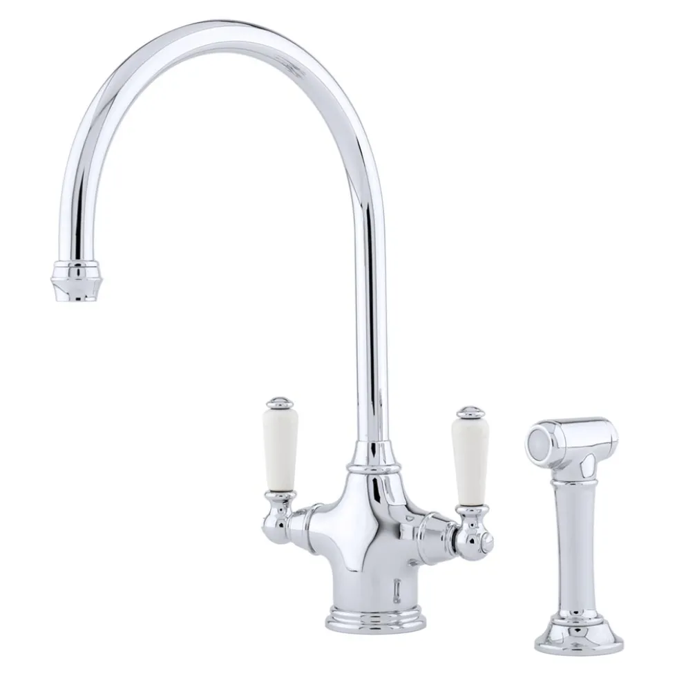 Perrin & Rowe Phoenician Twin Lever Monobloc Mixer with Side Rinse