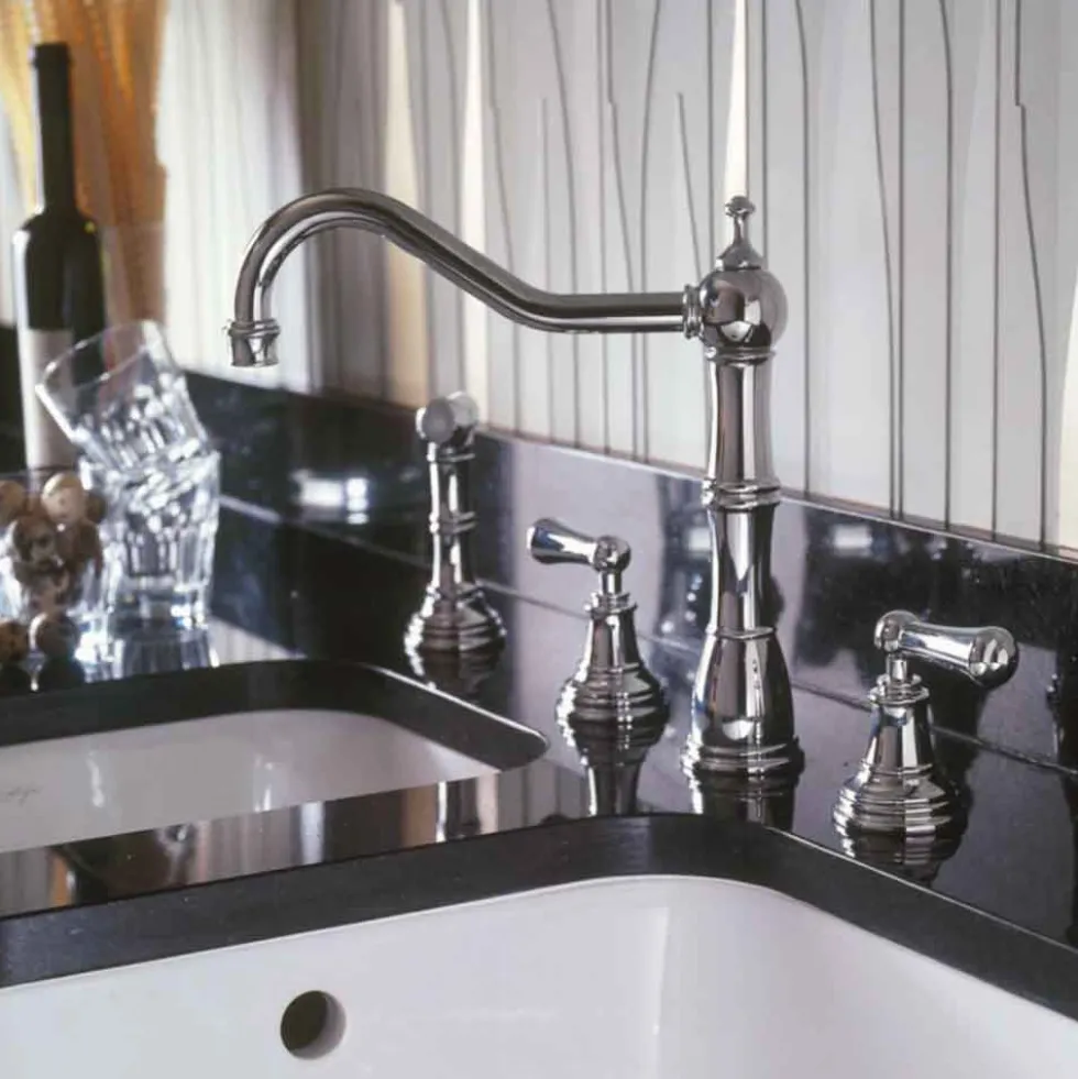 Perrin & Rowe Provence 4 Hole Sink Mixer with Lever Handles & Rinse