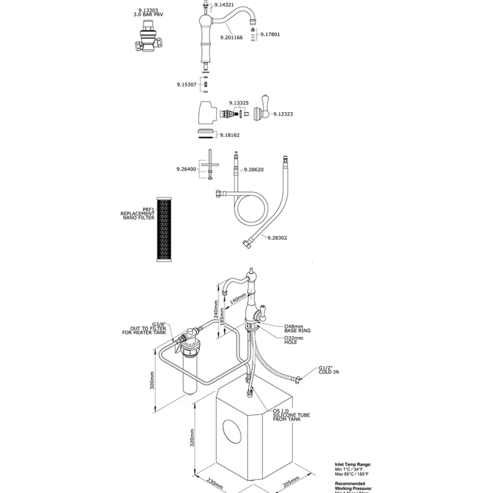 Perrin & Rowe Provence Mini Instant Hot Water Tap