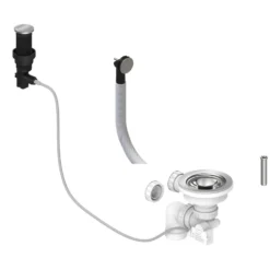 Polished Chrome Presto Automatic Waste Kit for Thomas Denby 1 Bowl Ceramic Kitchen Sinks