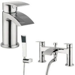 Proflow Tiera Basin Mixer with Clicker Waste & Bath Shower Mixer Value Pack