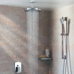 Pura Deluxe 200mm Round Brass Shower Head with Swivel Joint