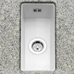 RAK Gourmet White Ceramic Rectangular 0.5 Bowl Kitchen Sink & Waste Kit - 250mm x 475mm