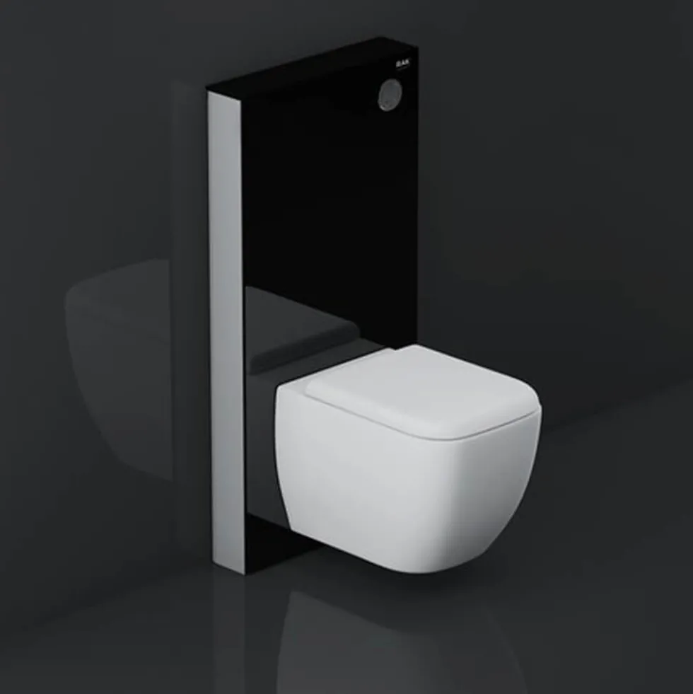 RAK Obelisk Glass Cabinet Cistern Frame for Wall Hung Toilets - Gloss Black
