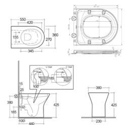 RAK Resort Comfort Height Rimless Back to Wall Toilet with Soft Close Seat