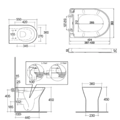 RAK Resort Extended Comfort Height Rimless Back to Wall Toilet with Soft Close Seat