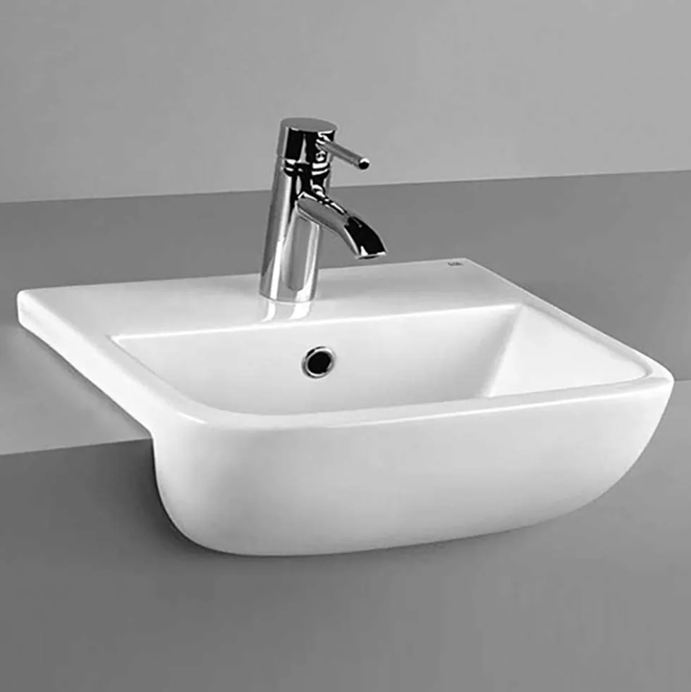 RAK Series 600 Ceramic Semi Recessed Basin 520mm - 1 Tap Hole