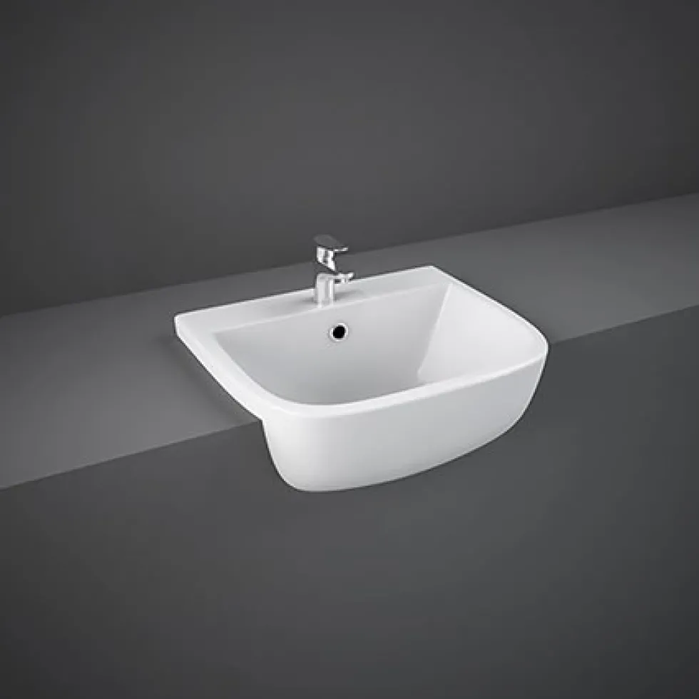 RAK Series 600 Ceramic Semi Recessed Basin 420mm - 1 Tap Hole