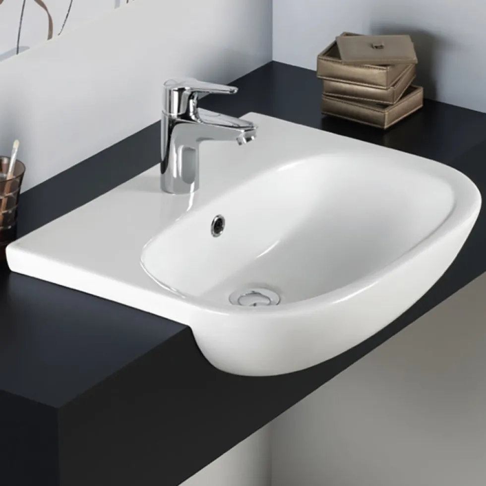 RAK Tonique 520mm Semi Recessed 1 Tap Hole Basin