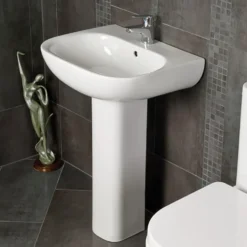 RAK Tonique 550mm 1 Tap Hole Basin with Full Pedestal