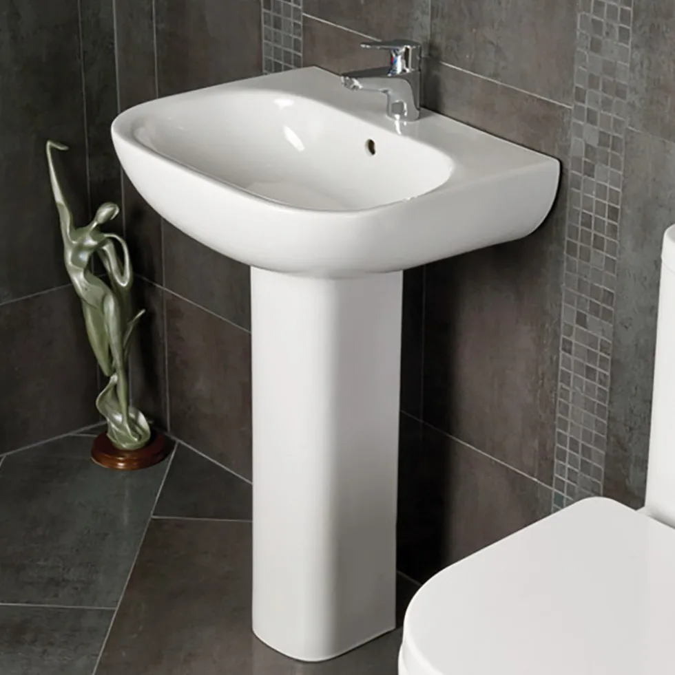 RAK Tonique 550mm 1 Tap Hole Basin with Full Pedestal