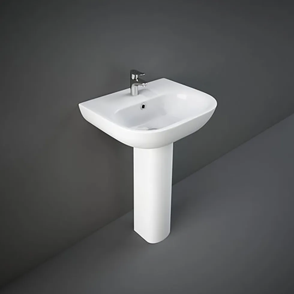 RAK Tonique 550mm 1 Tap Hole Basin with Full Pedestal