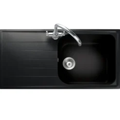 Rangemaster Amethyst Igneous Granite Large Single Bowl Kitchen Sink with Reversible Drainer & Waste Kit - 1000 x 500mm