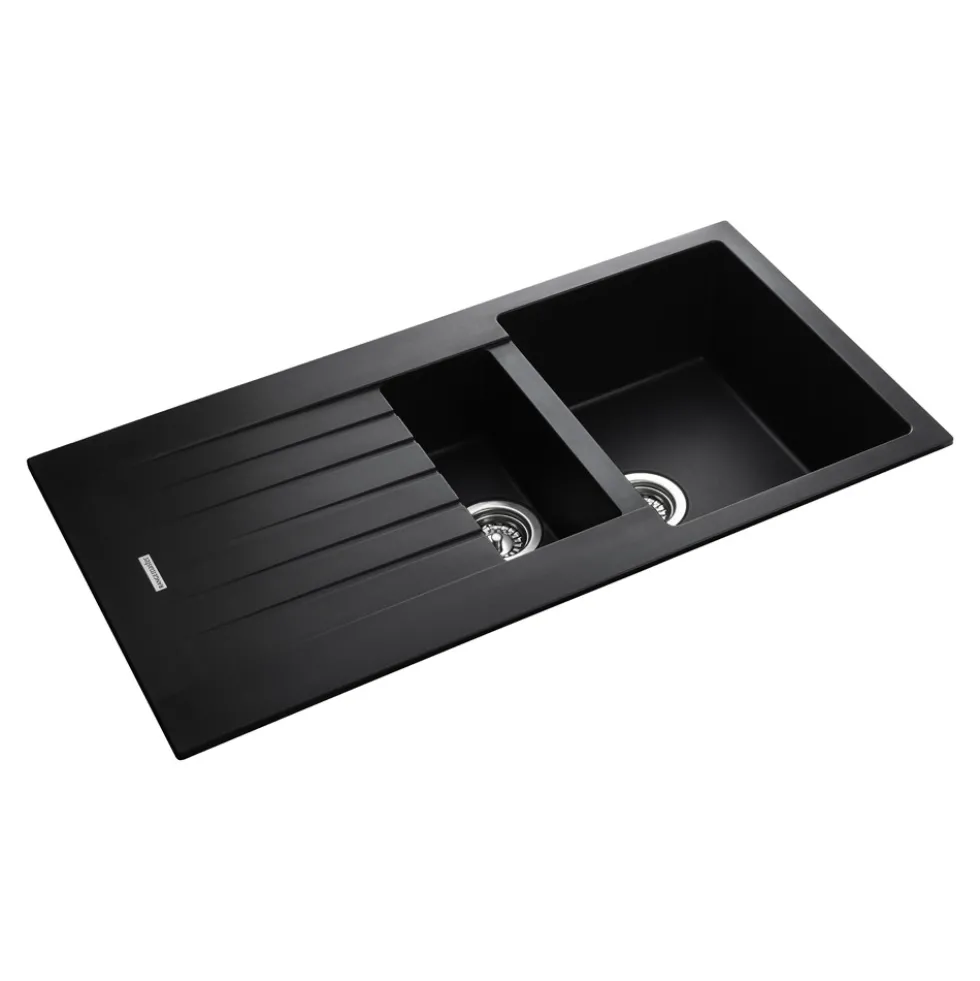 Rangemaster Andesite 1.5 Bowl Granite Igneous Ash Sink & Waste Kit with Reversible Drainer - 1000 x 500mm