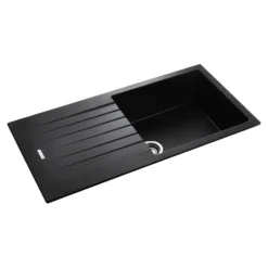 Rangemaster Andesite Large 1 Bowl Granite Igneous Ash Sink & Waste Kit with Reversible Drainer - 1000 x 500mm