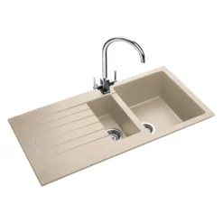 Rangemaster Andesite Stone Igneous Granite 1.5 Bowl Sink with Reversible Drainer & Waste Kit - 1000 x 500mm