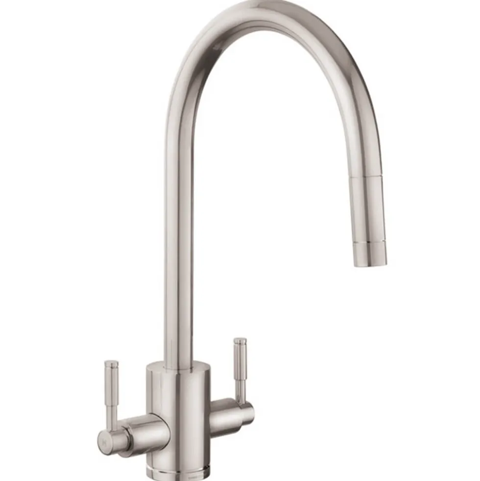 Rangemaster Aquatrend Twin Lever Mixer Tap with Pull-Out Spout
