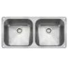 Rangemaster Atlantic Classic 2 Bowl Brushed Stainless Steel Undermount Sink & Waste Kit - 945 x 460mm