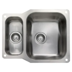 Rangemaster Atlantic Classic 1.5 Bowl Brushed Stainless Steel Undermount Sink & Waste Kit - 597 x 472mm