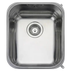 Rangemaster Atlantic Classic 1 Bowl Brushed Stainless Steel Undermount Sink & Waste Kit - 378 x 448mm
