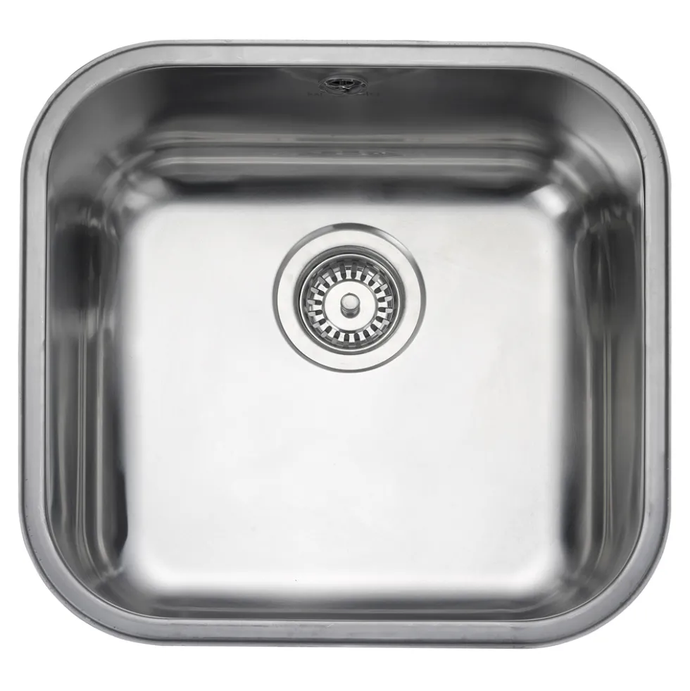 Rangemaster Atlantic Classic Single Bowl Brushed Stainless Steel Undermount Sink & Waste Kit - 460 x 440mm