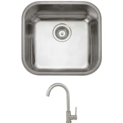 Rangemaster Atlantic Classic Single Bowl Undermount Stainless Steel Sink & Vellamo Revolve Monobloc Mixer Tap