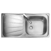 Rangemaster Baltimore 1 Bowl Brushed Stainless Steel Sink & Waste Kit with Reversible Drainer - 950 x 508mm
