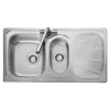Rangemaster Baltimore 1.5 Bowl Brushed Stainless Steel Sink & Waste Kit with Reversible Drainer - 950 x 508mm