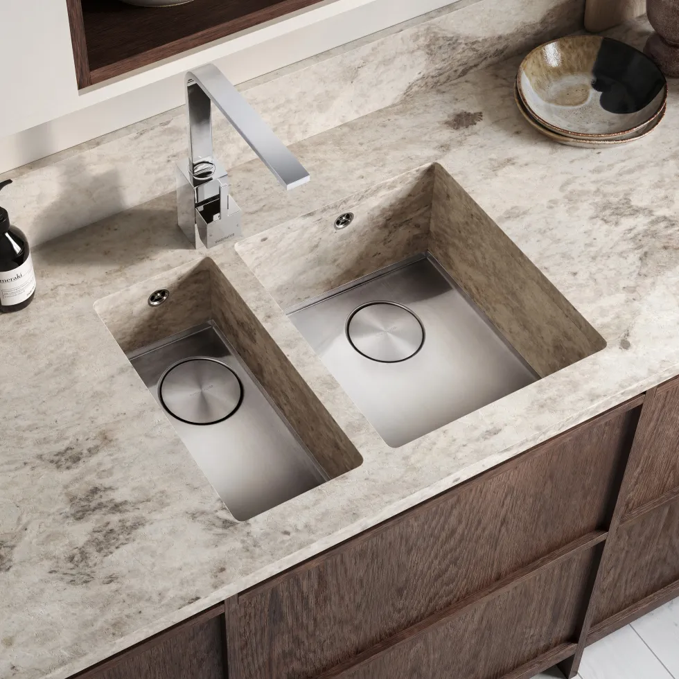 Rangemaster Baseline 1 Bowl Undermount Polished Stainless Steel Sink & Waste - 214 x 460mm