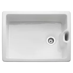 Rangemaster Classic Belfast 1 Bowl White Fireclay Ceramic Sink & Waste and Butler & Rose Victoria Traditional Mono Kitchen Mixer Tap