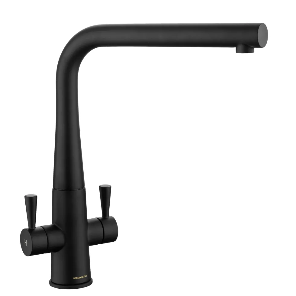 Rangemaster Conical Twin Lever Mono Kitchen Mixer Tap - Matt Black