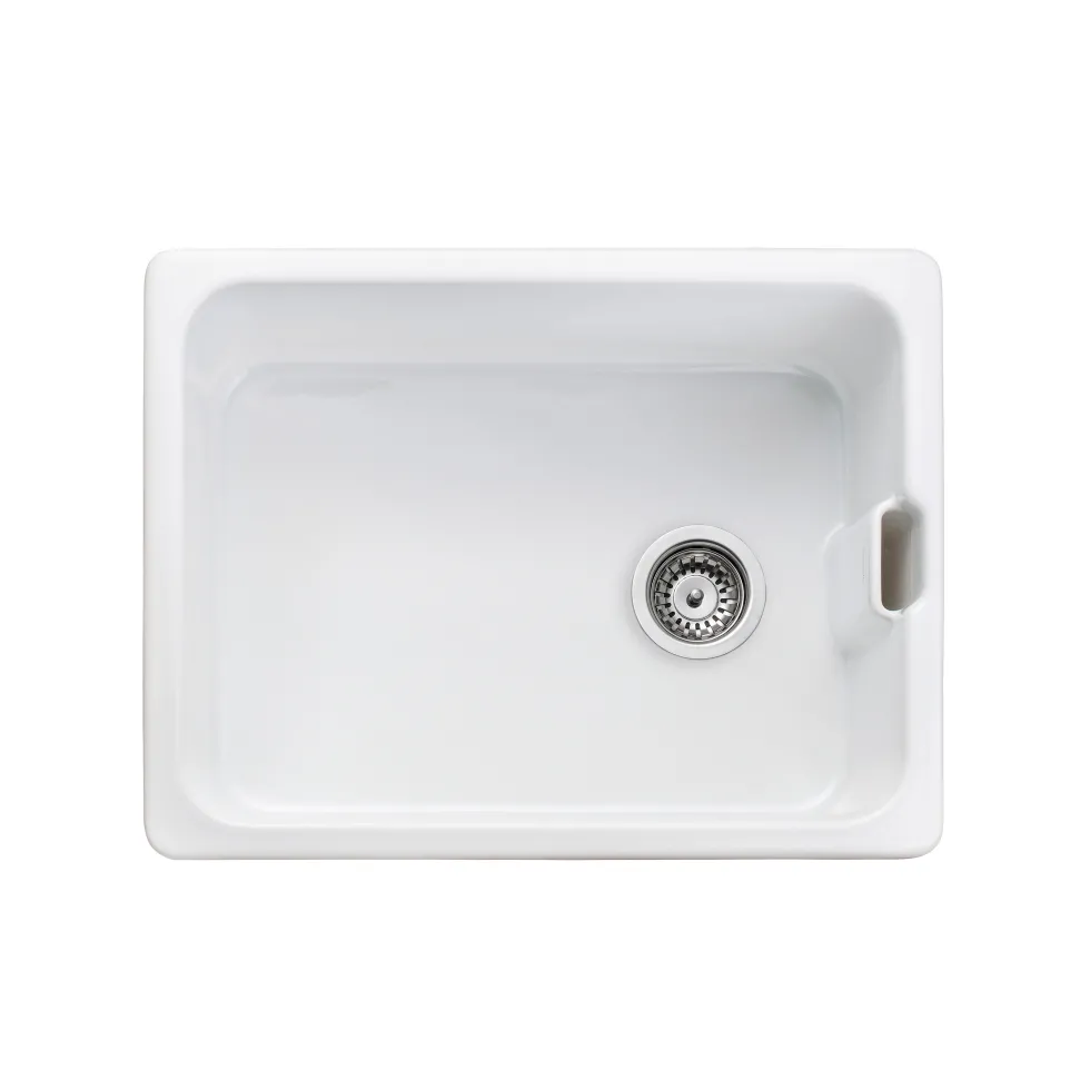 Rangemaster Farmhouse 1 Bowl White Fireclay Ceramic Belfast Sink - 595 x 455mm