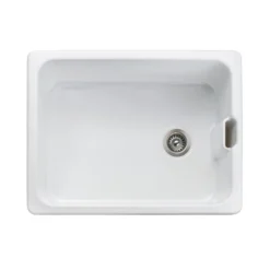 Rangemaster Farmhouse White Ceramic Belfast Sink & Waste Kit - 595 x 455mm