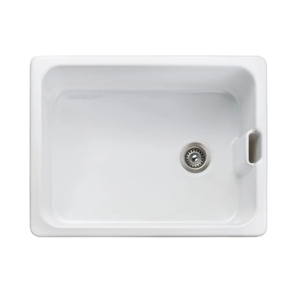 Rangemaster Farmhouse White Ceramic Belfast Sink & Waste Kit - 595 x 455mm