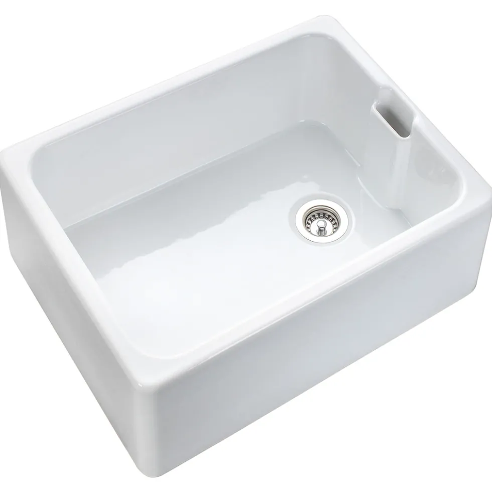 Rangemaster Farmhouse White Ceramic Belfast Sink & Waste Kit - 595 x 455mm