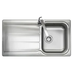 Rangemaster Glendale 1 Bowl Brushed Stainless Steel Sink & Waste Kit with Reversible Drainer - 950 x 508mm