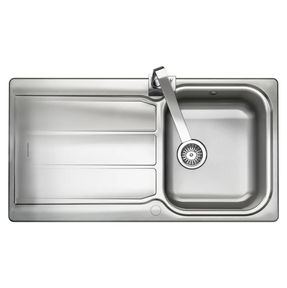 Rangemaster Glendale 1 Bowl Brushed Stainless Steel Sink & Waste Kit with Reversible Drainer - 950 x 508mm